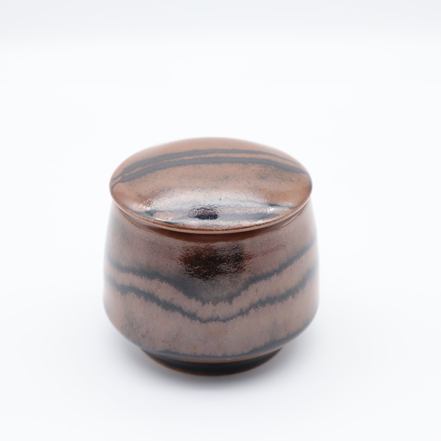 [Hagiwara Yoshinori] Persimmon glaze lined lidded container, small