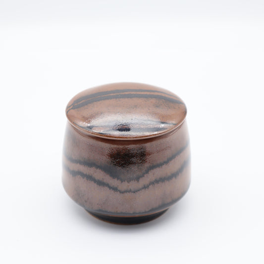 [Hagiwara Yoshinori] Persimmon glaze lined lidded container, small