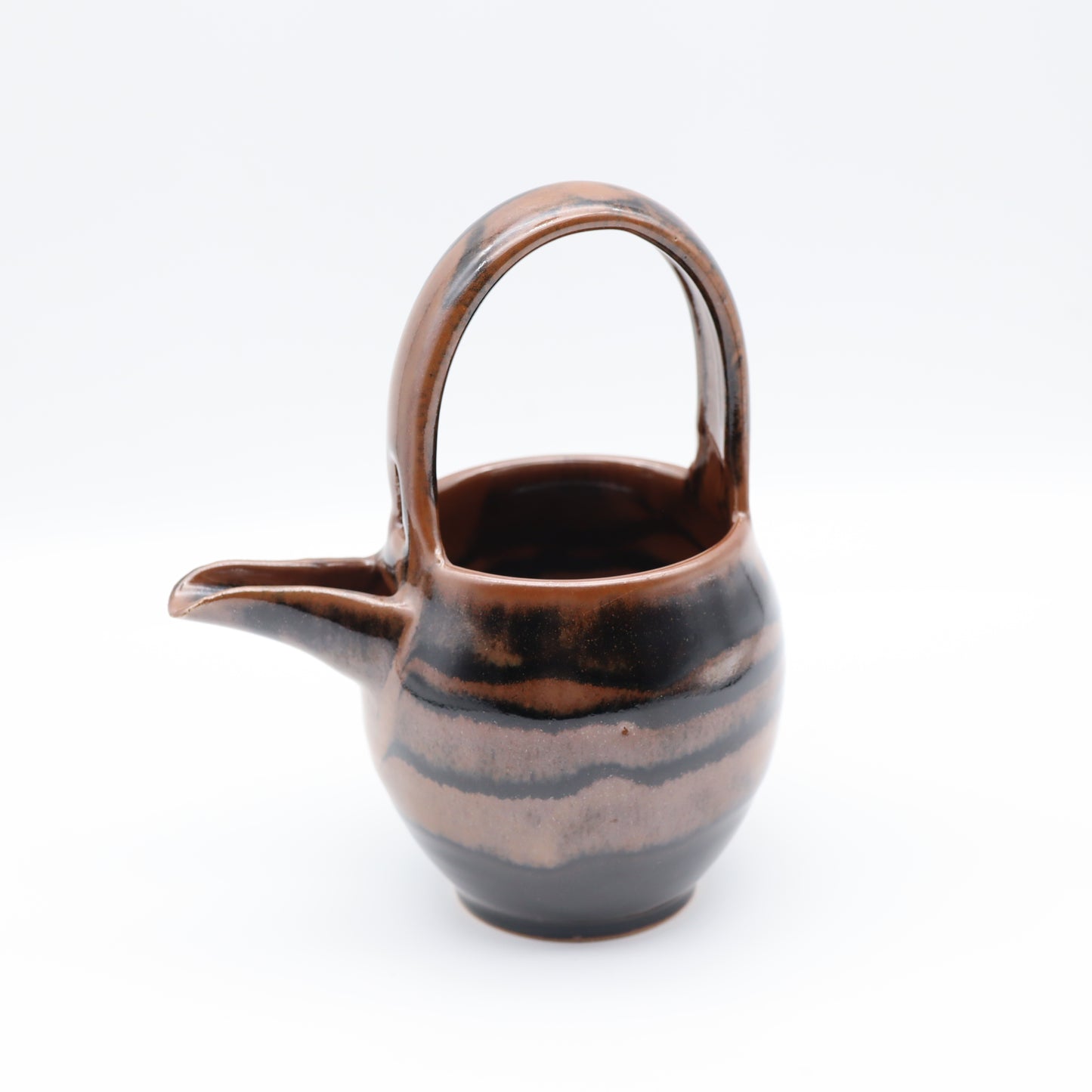 [Hagiwara Yoshinori] Persimmon glaze with line design, katakuchi (small sachet)