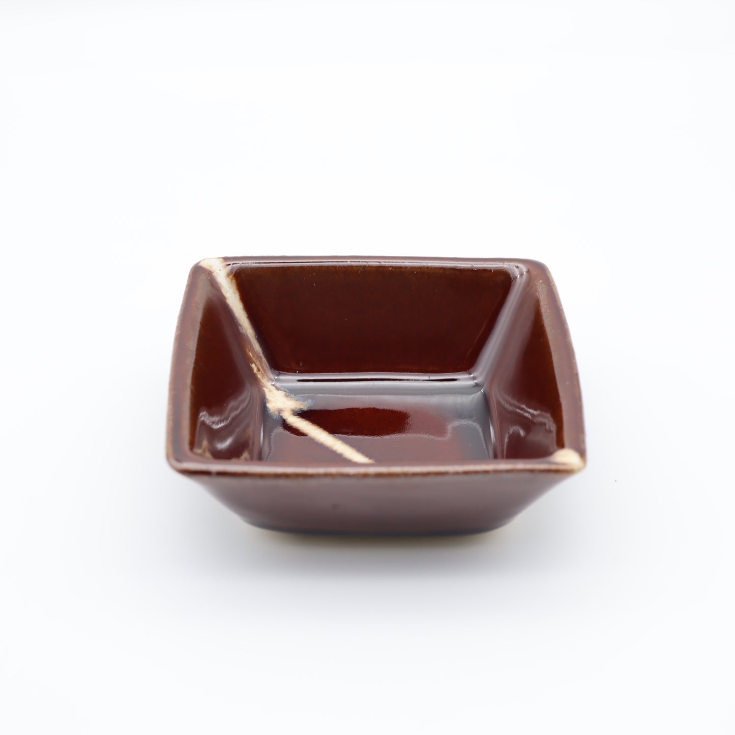 [Hagiwara Yoshinori] Candy glaze square bowl with line design