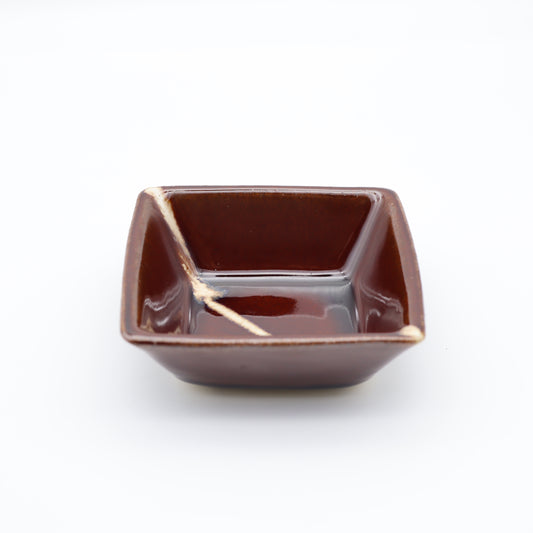 [Hagiwara Yoshinori] Candy glaze square bowl with line design
