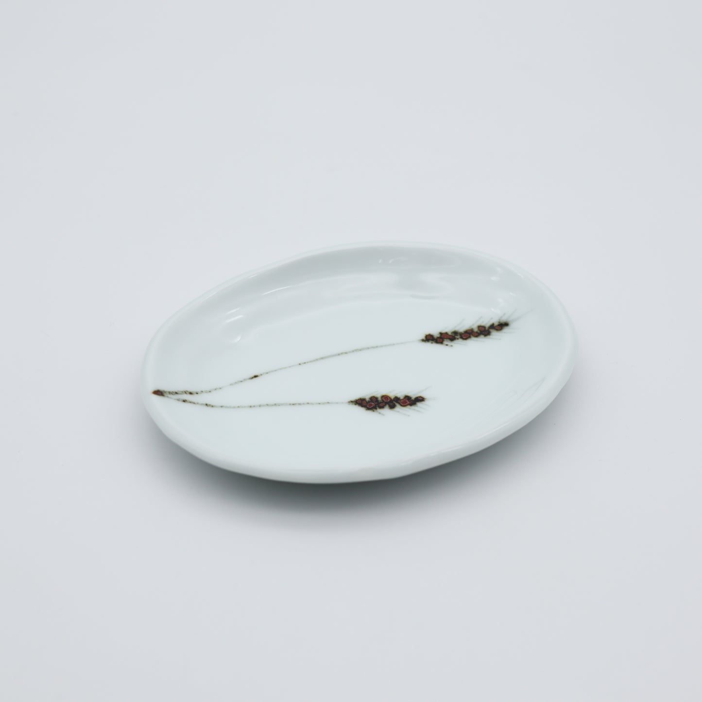 [Omura Midori] Oval Plate with Wheat Harvest Design