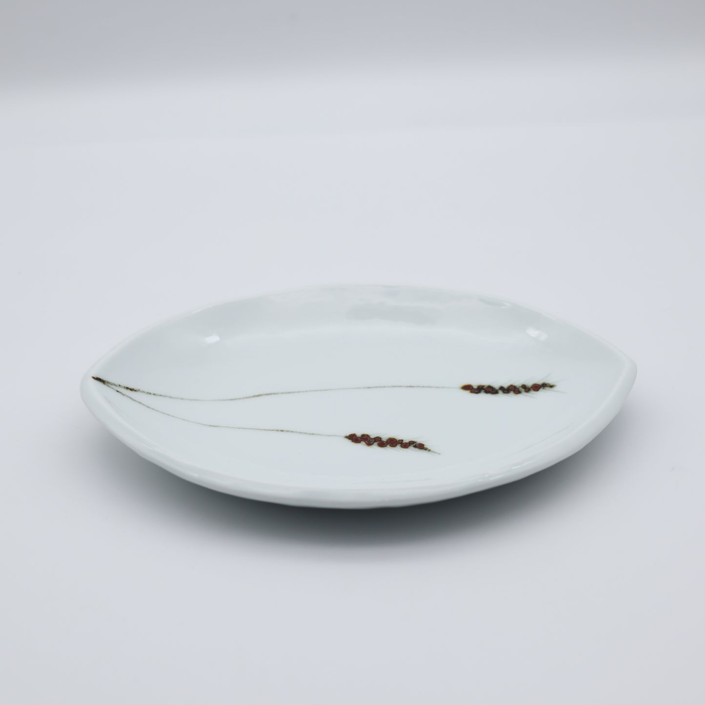 [Omura Midori] Oval Plate with Wheat Harvest Design