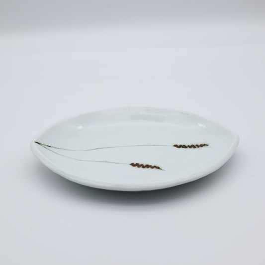 [Omura Midori] Oval Plate with Wheat Harvest Design