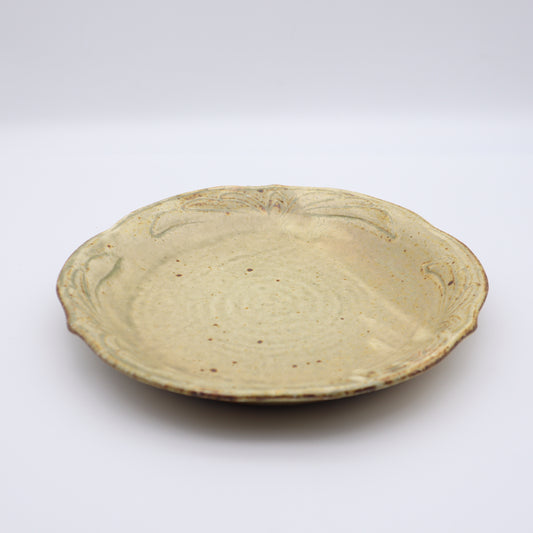 [Kenji Tayama] Large plate with ash powder and flower pattern