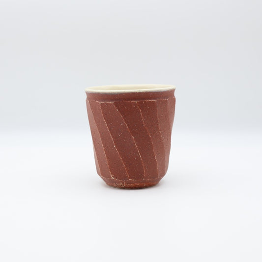 [Komine Takashi] Red decorative chamfered teacup
