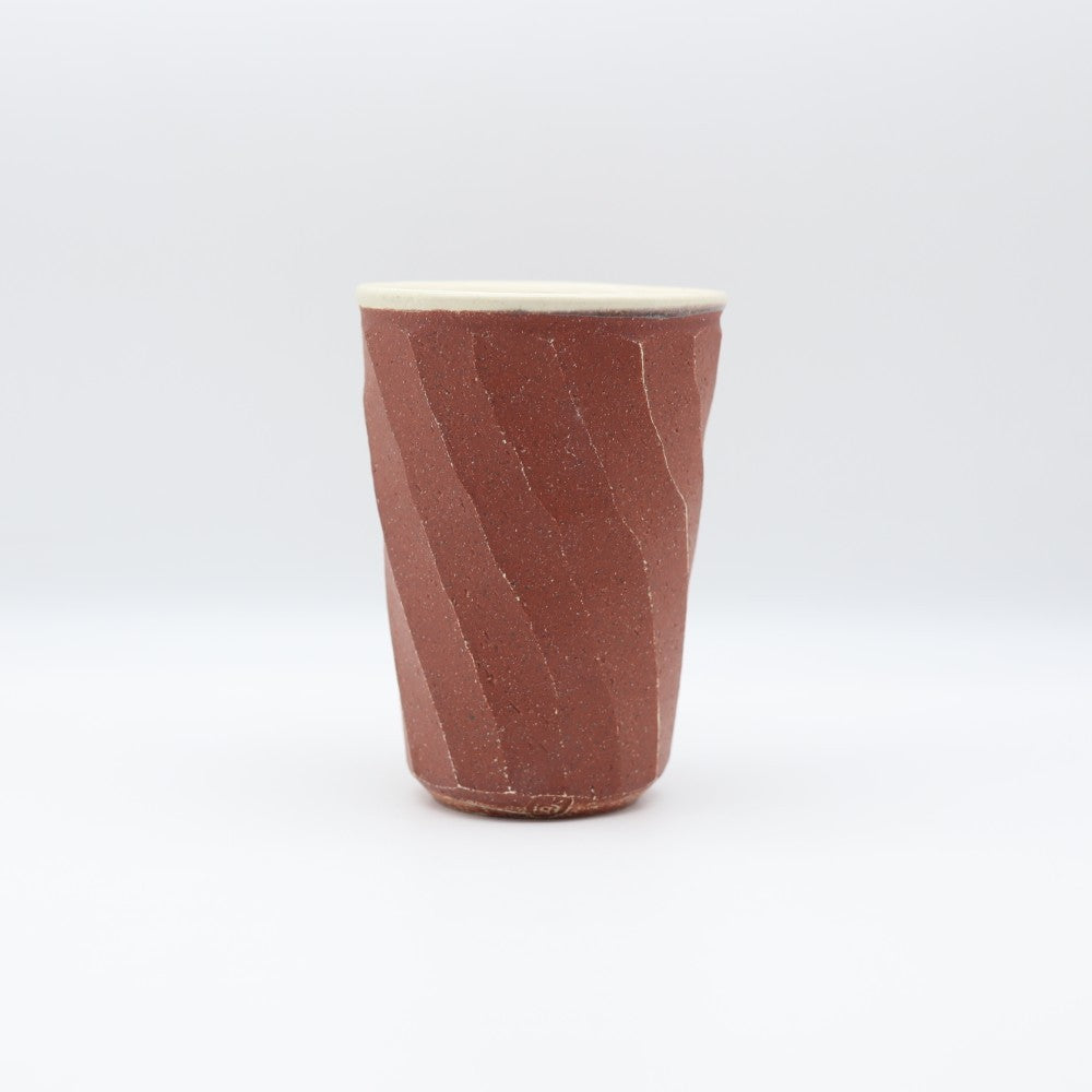 [Komine Takashi] Red decorative chamfered free cup