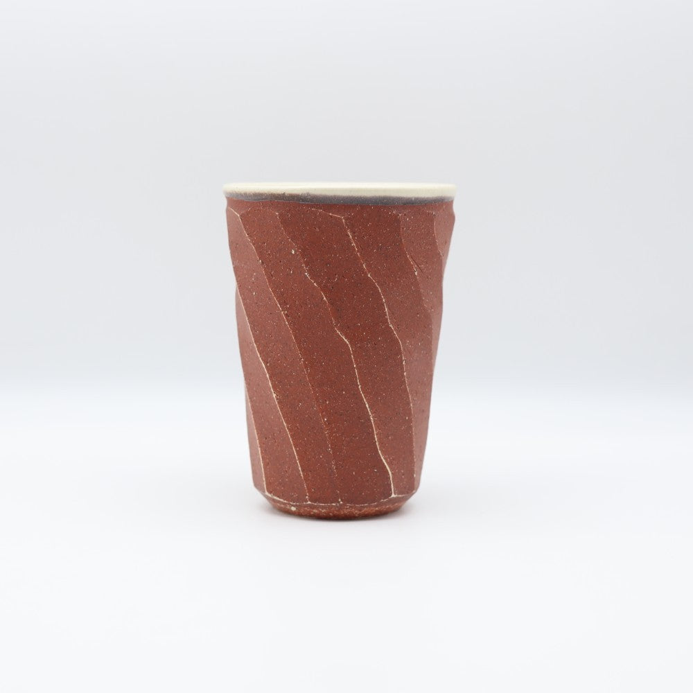 [Komine Takashi] Red decorative chamfered free cup