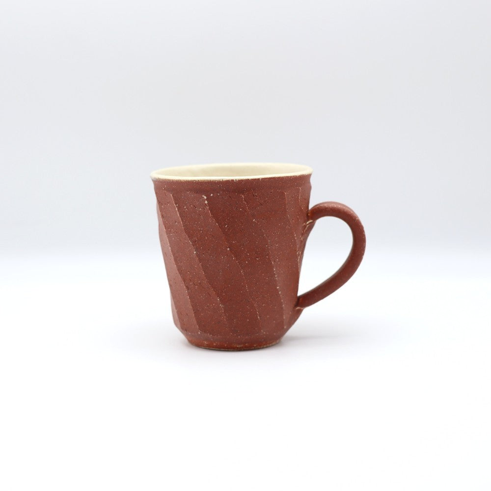 [Hisashi Komine] Red decorative chamfered mug