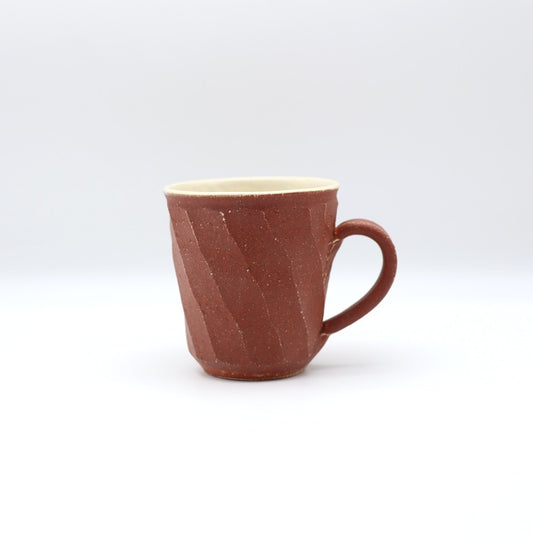 [Hisashi Komine] Red decorative chamfered mug
