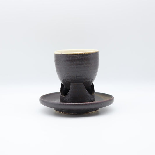[Komine Takashi] Black glaze coffee cup and saucer