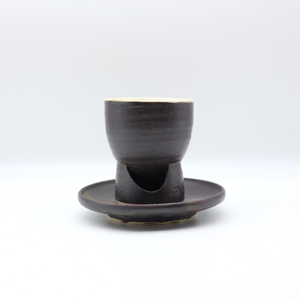 [Komine Takashi] Black glaze coffee cup and saucer