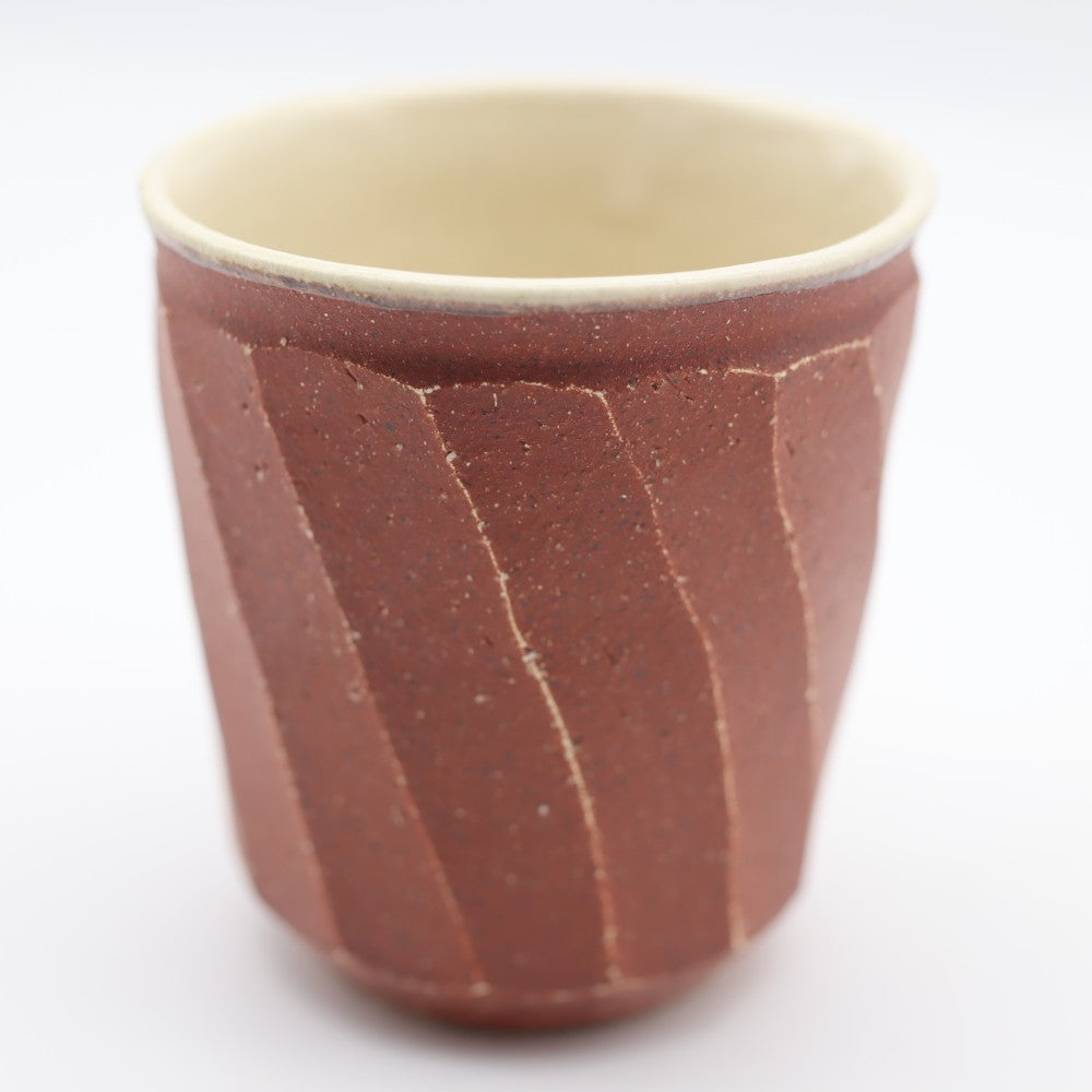 [Komine Takashi] Red decorative chamfered teacup