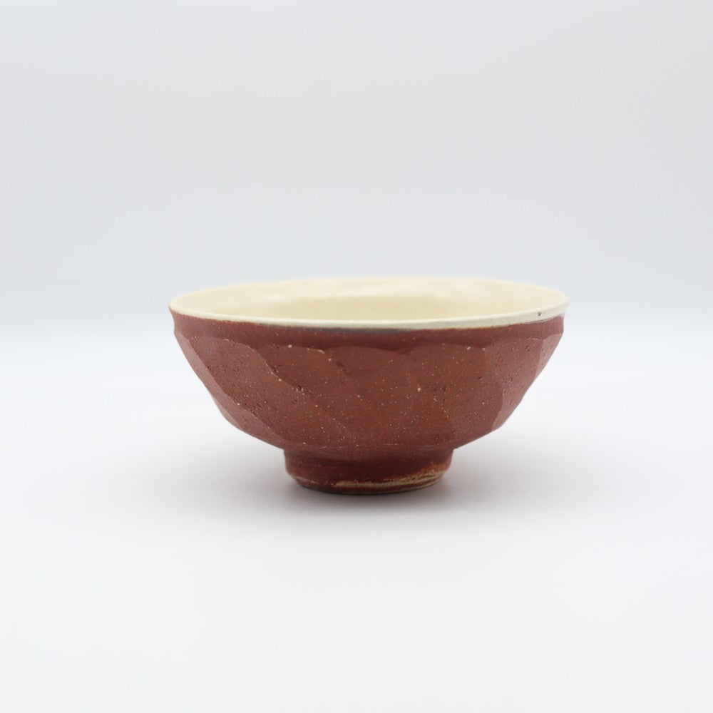 [Takashi Komine] Red makeup chamfered rice bowl large