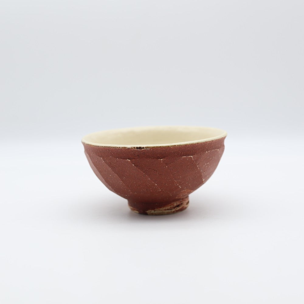 [Takashi Komine] Red makeup chamfered rice bowl small