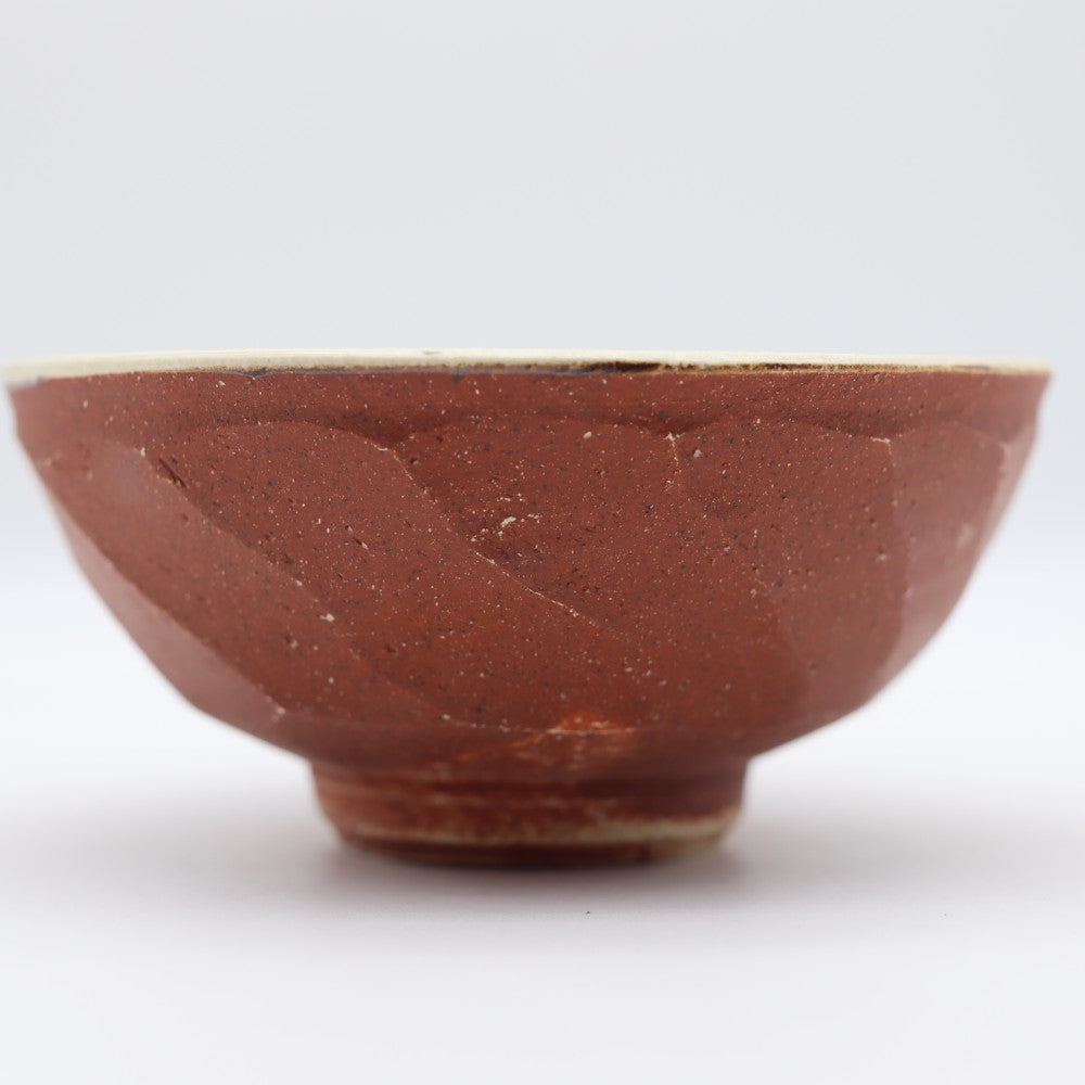 [Takashi Komine] Red makeup chamfered rice bowl large