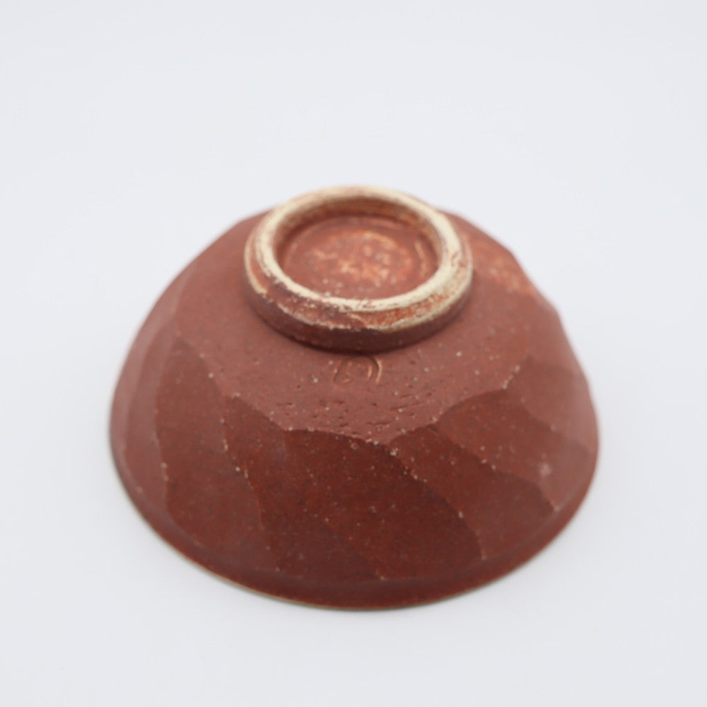 [Takashi Komine] Red makeup chamfered rice bowl large