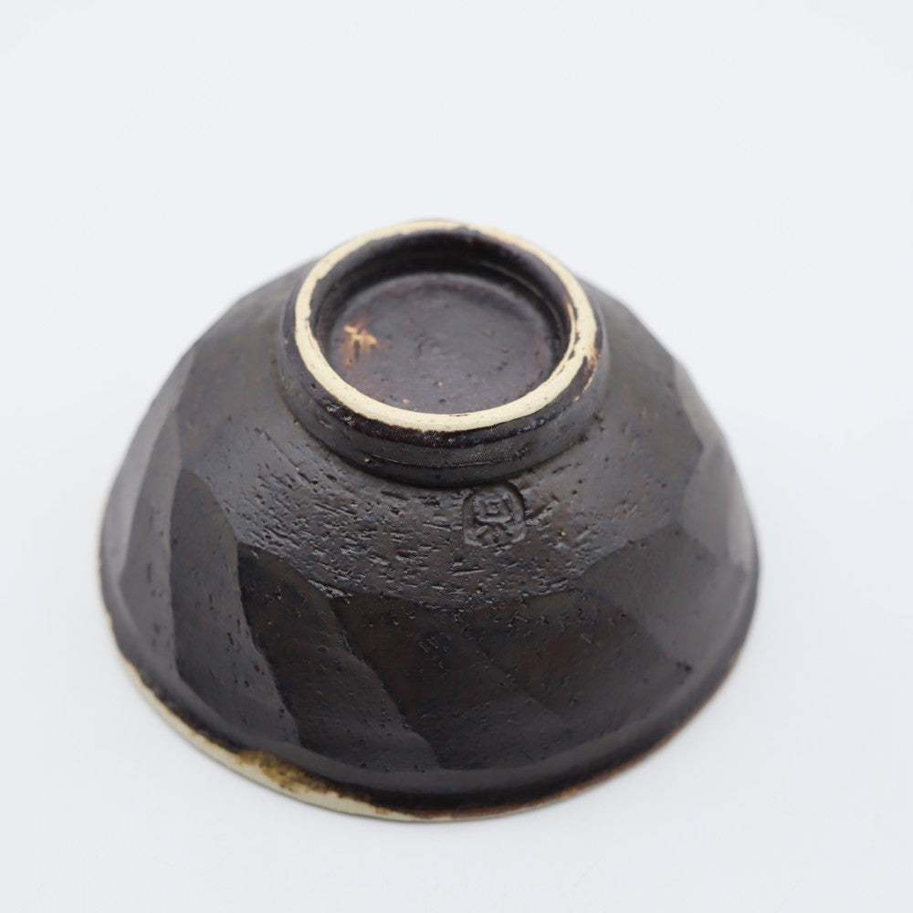 [Takashi Komine] Black glaze beveled rice bowl, small