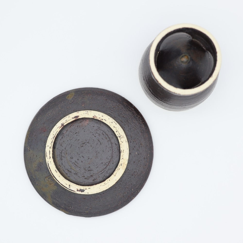 [Komine Takashi] Black glaze coffee cup and saucer