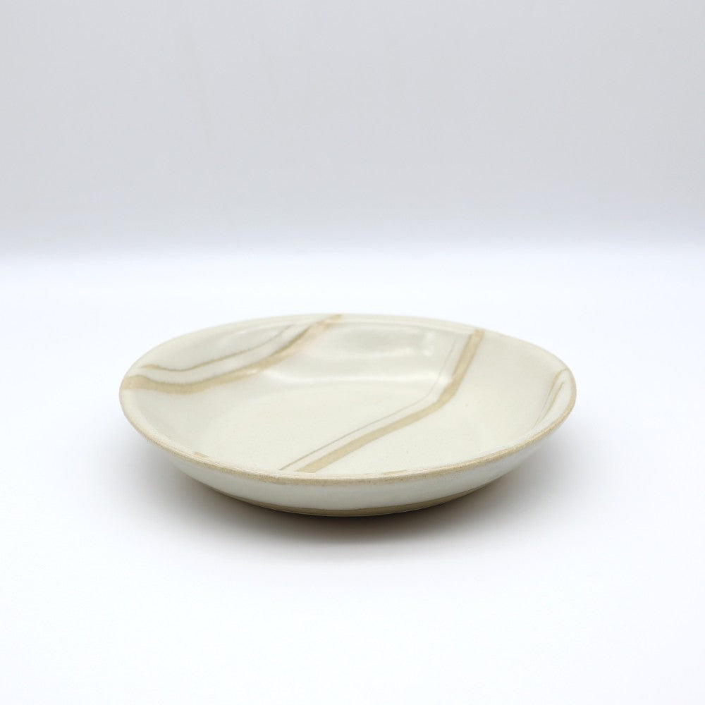 [Hagiwara Yoshinori] Small oval plate with bran glaze and pattern