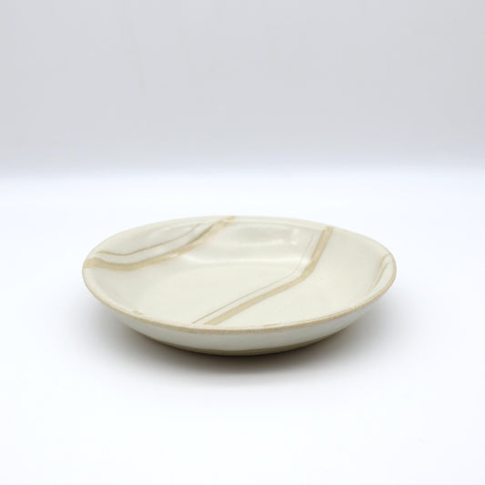 [Hagiwara Yoshinori] Small oval plate with bran glaze and pattern
