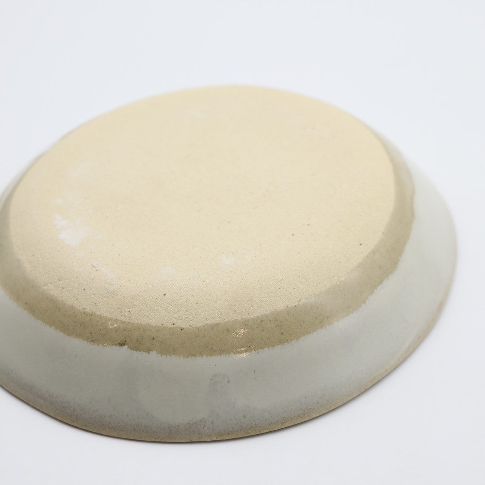[Hagiwara Yoshinori] Small oval plate with bran glaze and pattern