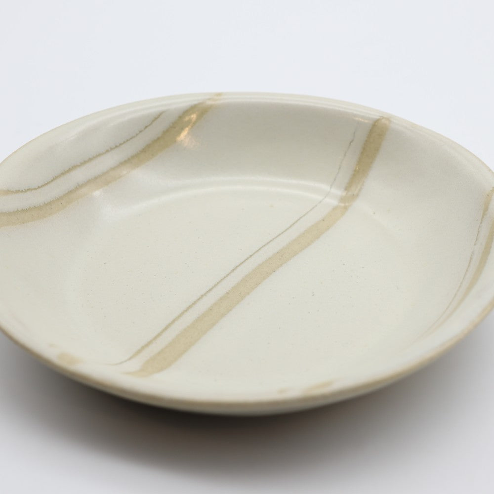 [Hagiwara Yoshinori] Small oval plate with bran glaze and pattern
