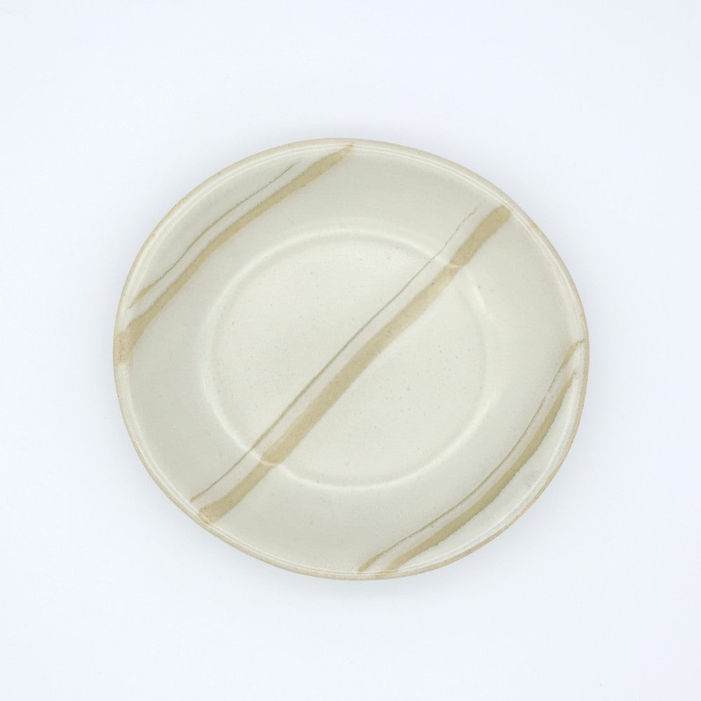 [Hagiwara Yoshinori] Small oval plate with bran glaze and pattern