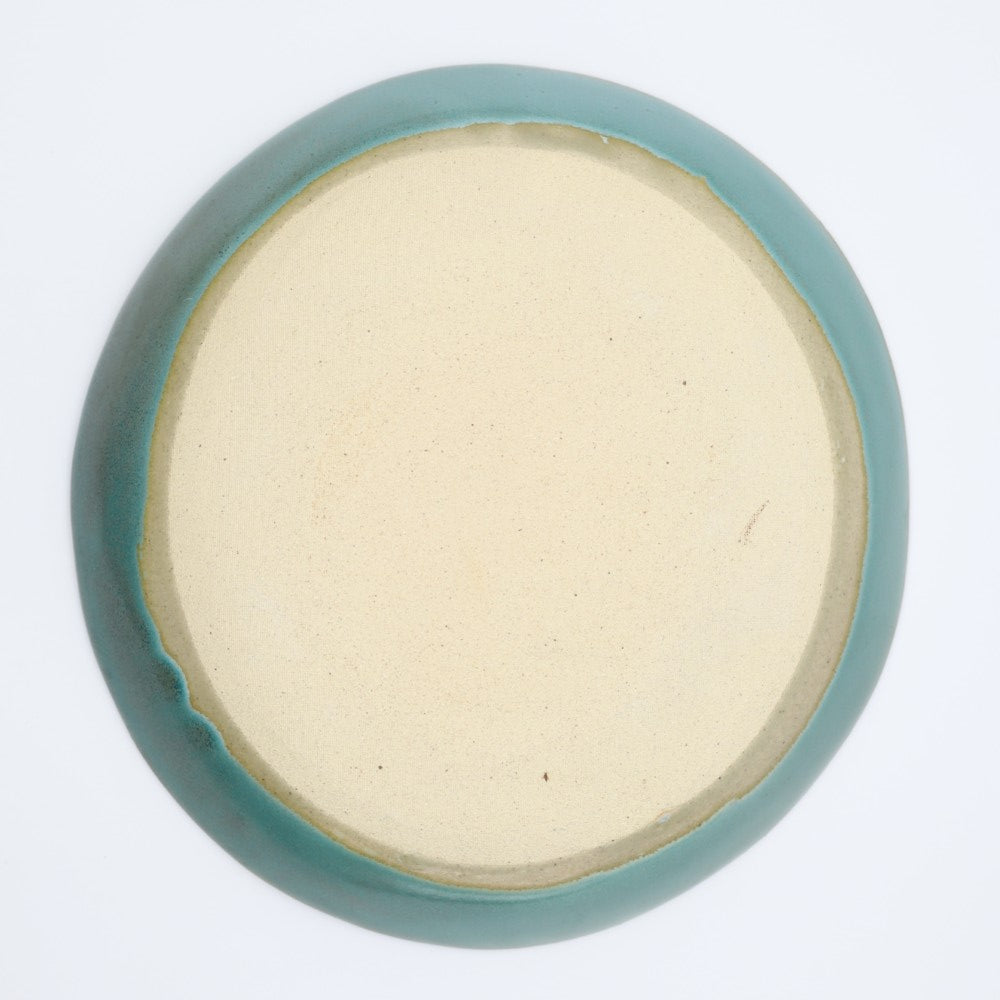[Hagiwara Yoshinori] Celadon glazed oval plate with pattern, large
