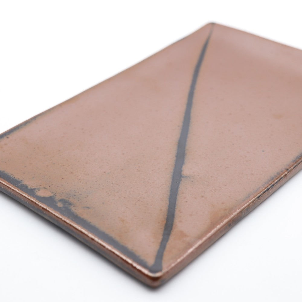[Yoshinori Hagiwara] Persimmon glazed rectangular plate