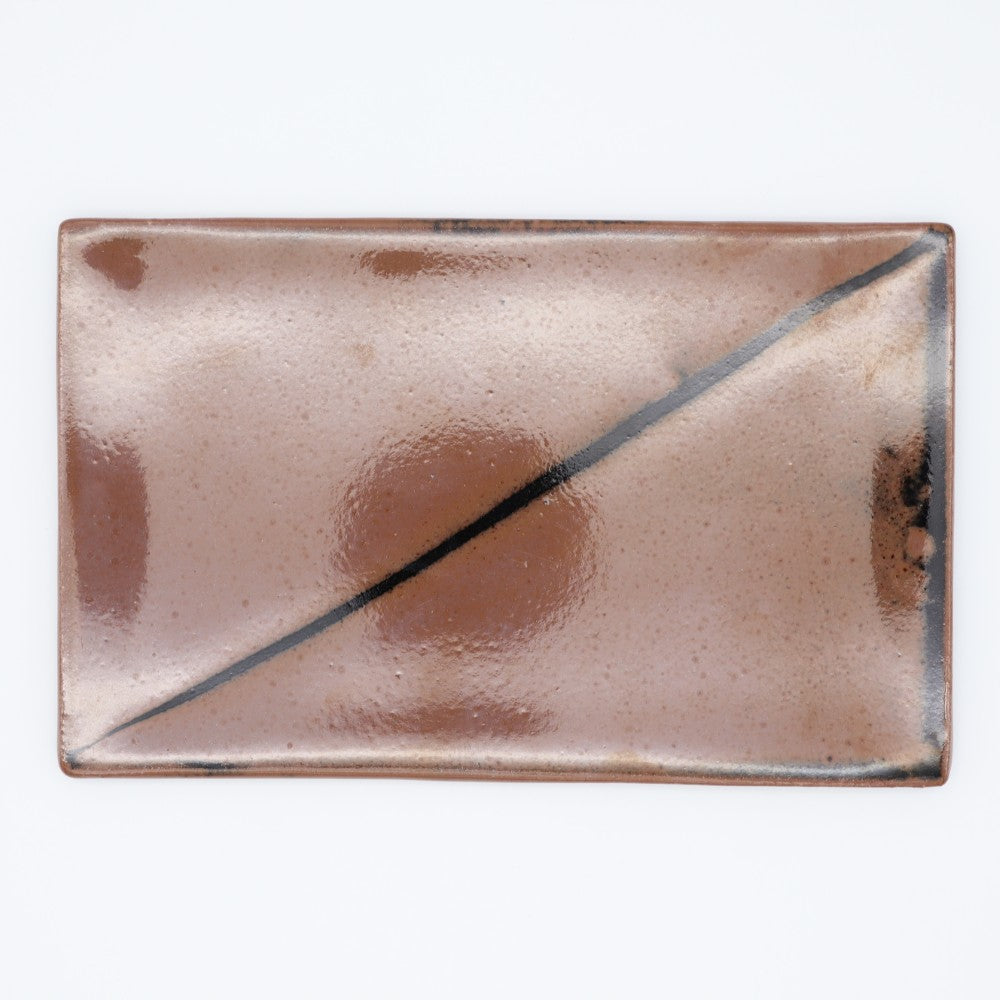 [Yoshinori Hagiwara] Persimmon glazed rectangular plate
