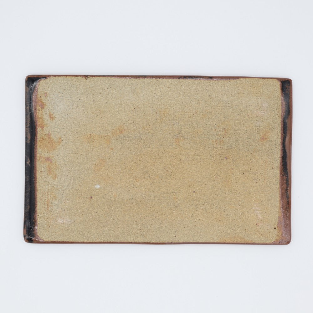[Yoshinori Hagiwara] Persimmon glazed rectangular plate