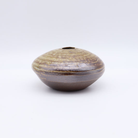 [Shinsuke Iwami] Bornholm Earthenware Glazed Plate-Shaped Flower Vase
