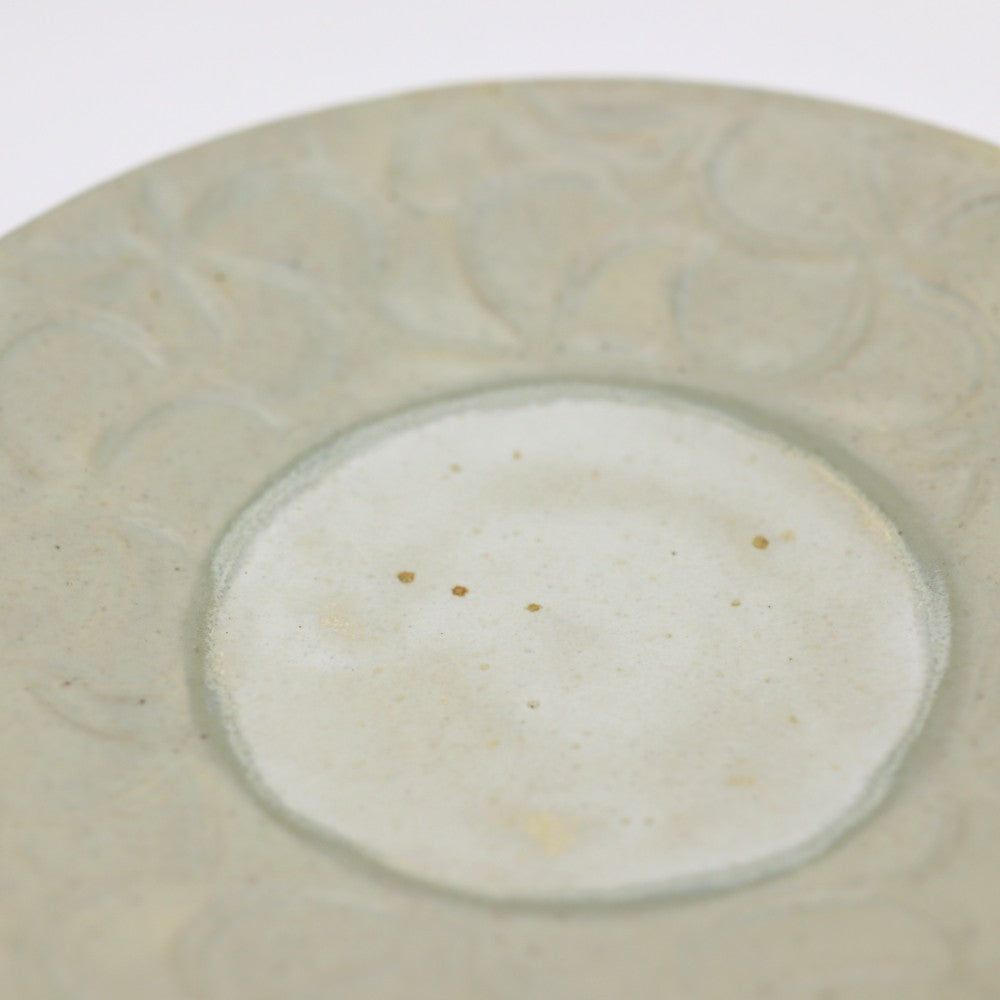 [Yoshiko Kasahara] Ground glaze floral design plate 8 inches