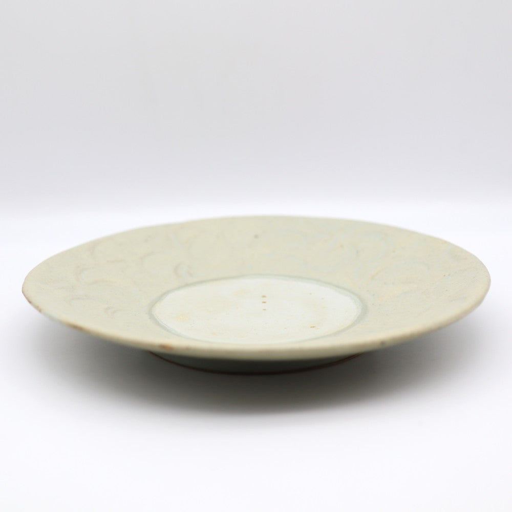 [Yoshiko Kasahara] Ground glaze floral design plate 8 inches