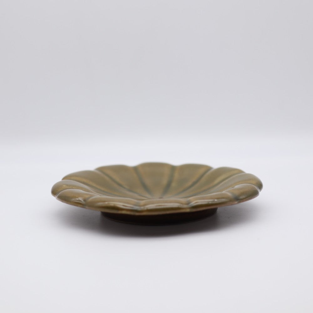 [Yoshiko Kasahara] Candy glazed flower dish, 6 inches