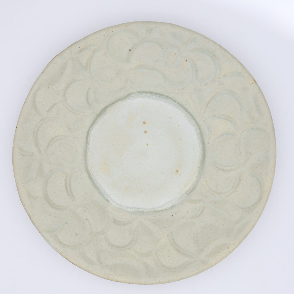 [Yoshiko Kasahara] Ground glaze floral design plate 8 inches