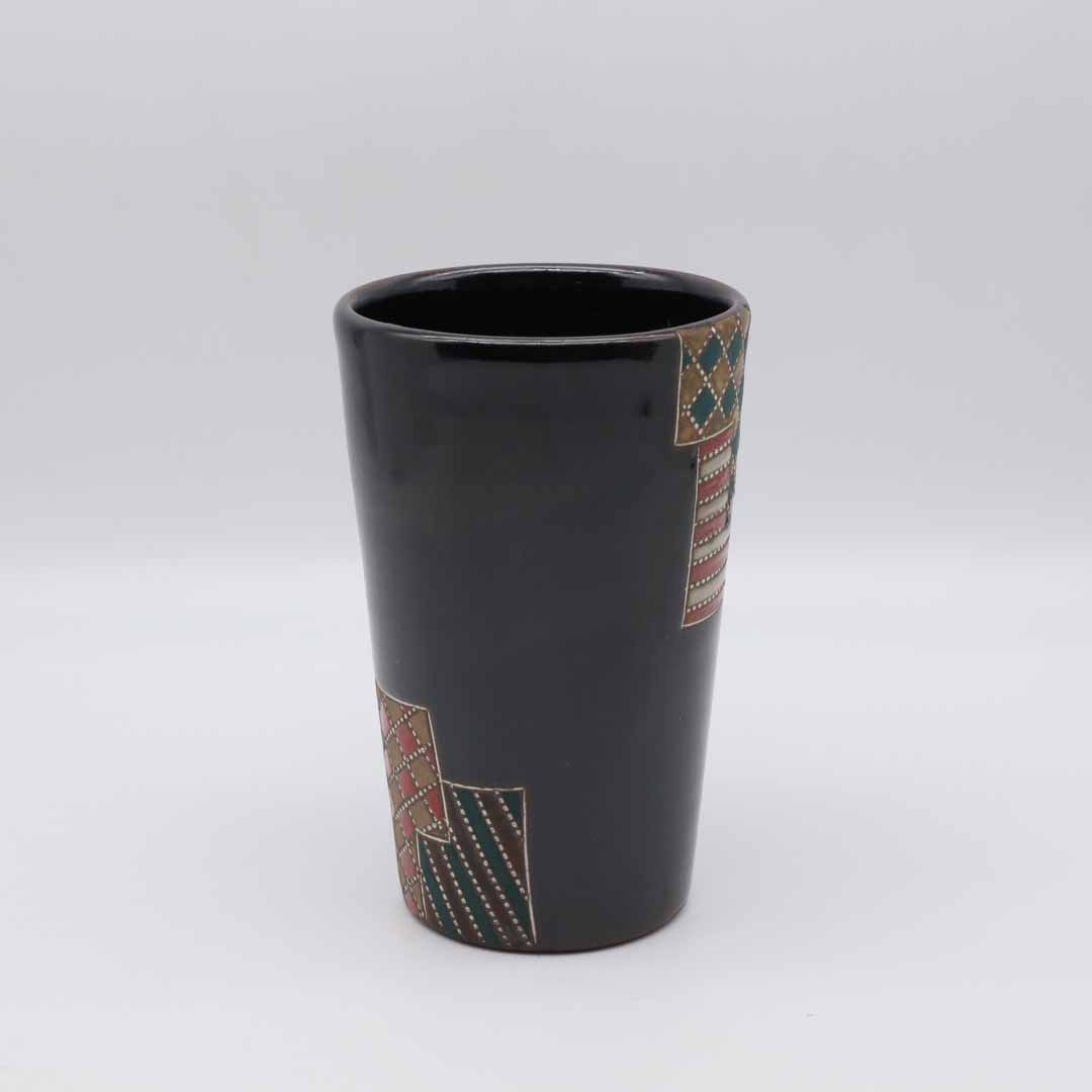 ☆新品☆益子焼・向山 文也の象篏ペアカップ&ソーサー 向山文也_コーヒーカップ＆ソーサー（白）｜黒のつかもと｜｜益子焼