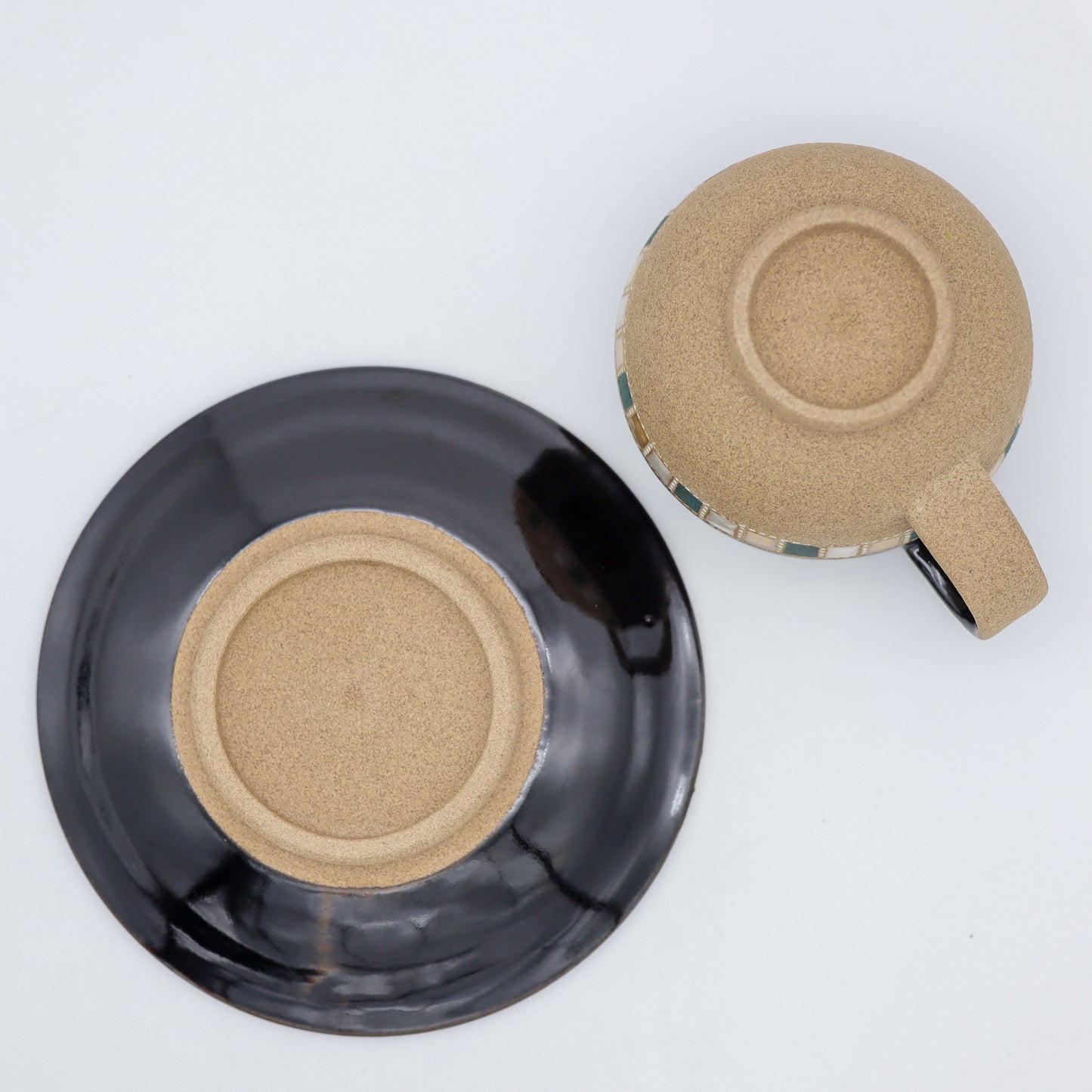 [Mukaiyama Fumiya] Inlaid coffee cup and saucer, black