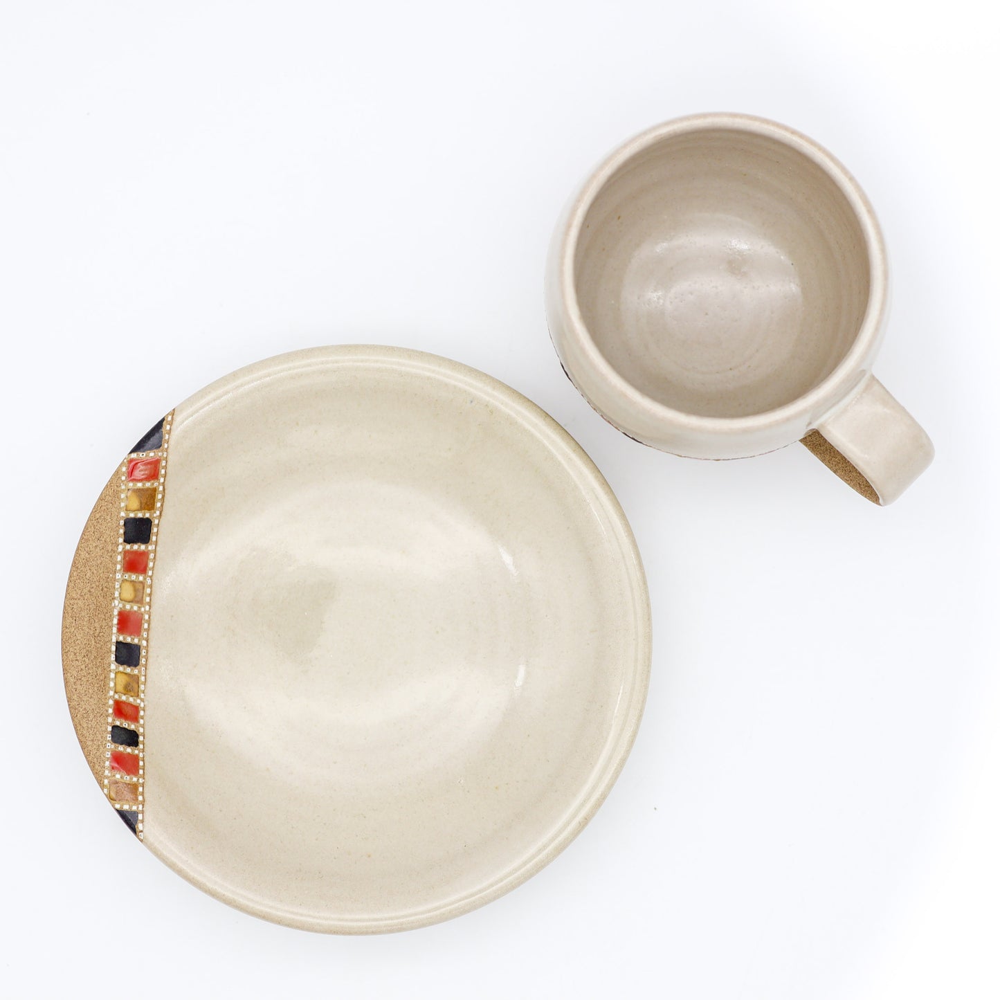 [Mukaiyama Fumiya] Inlaid coffee cup and saucer, white