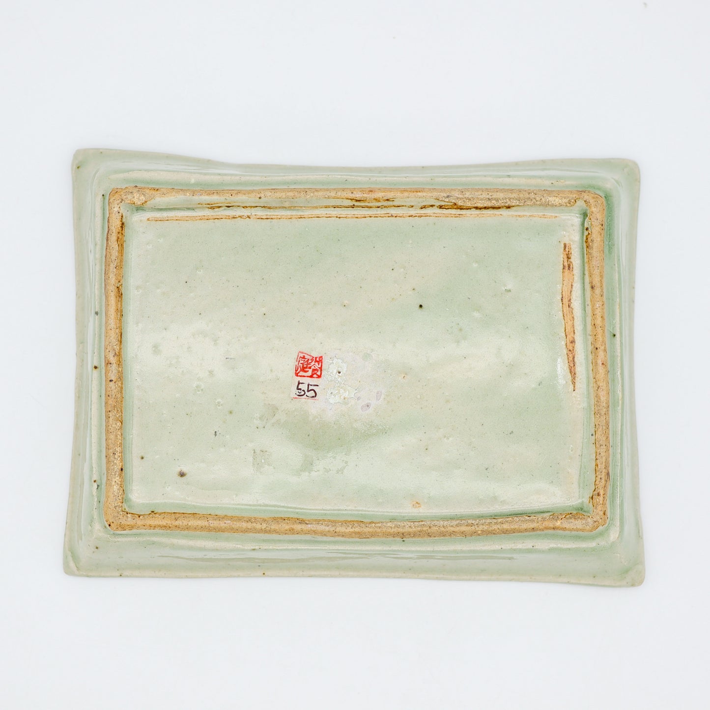 [Aiba Takamasa] Celadon rectangular plate