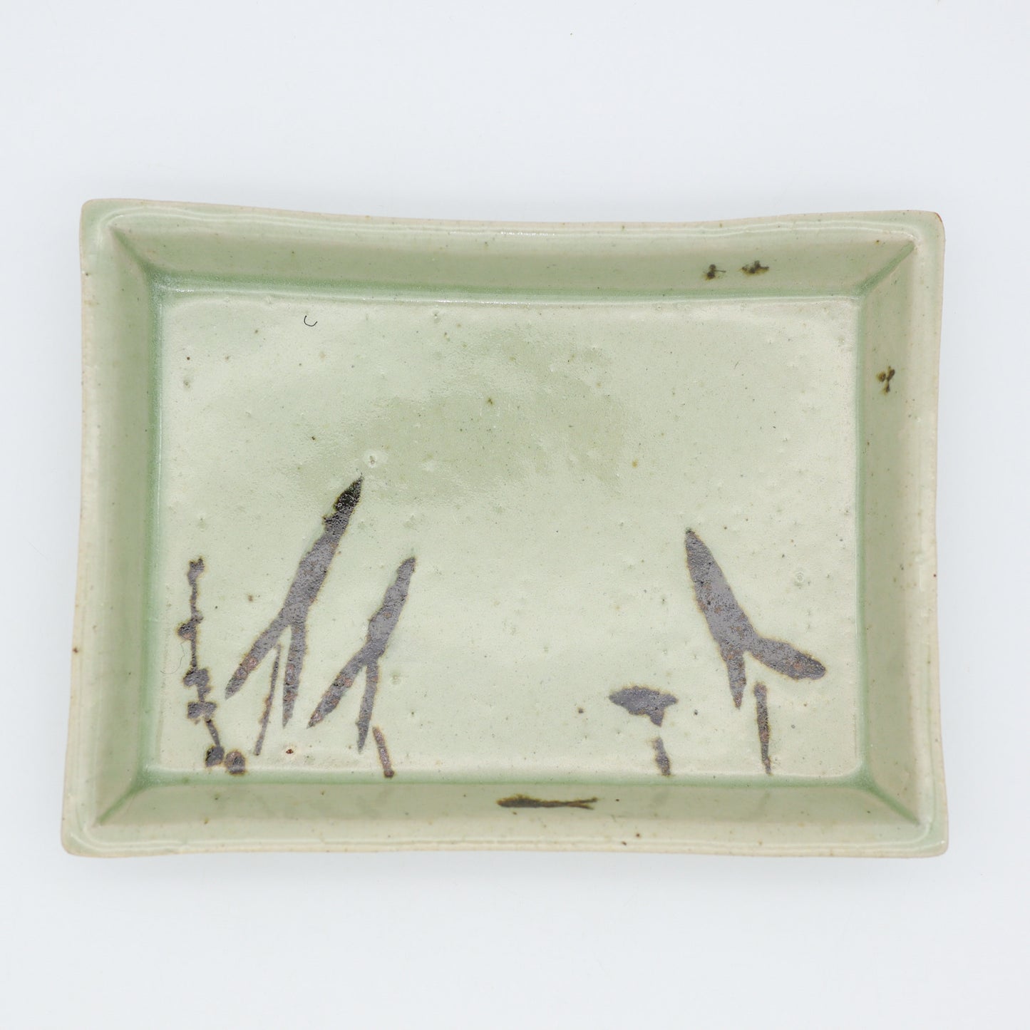 [Aiba Takamasa] Celadon rectangular plate