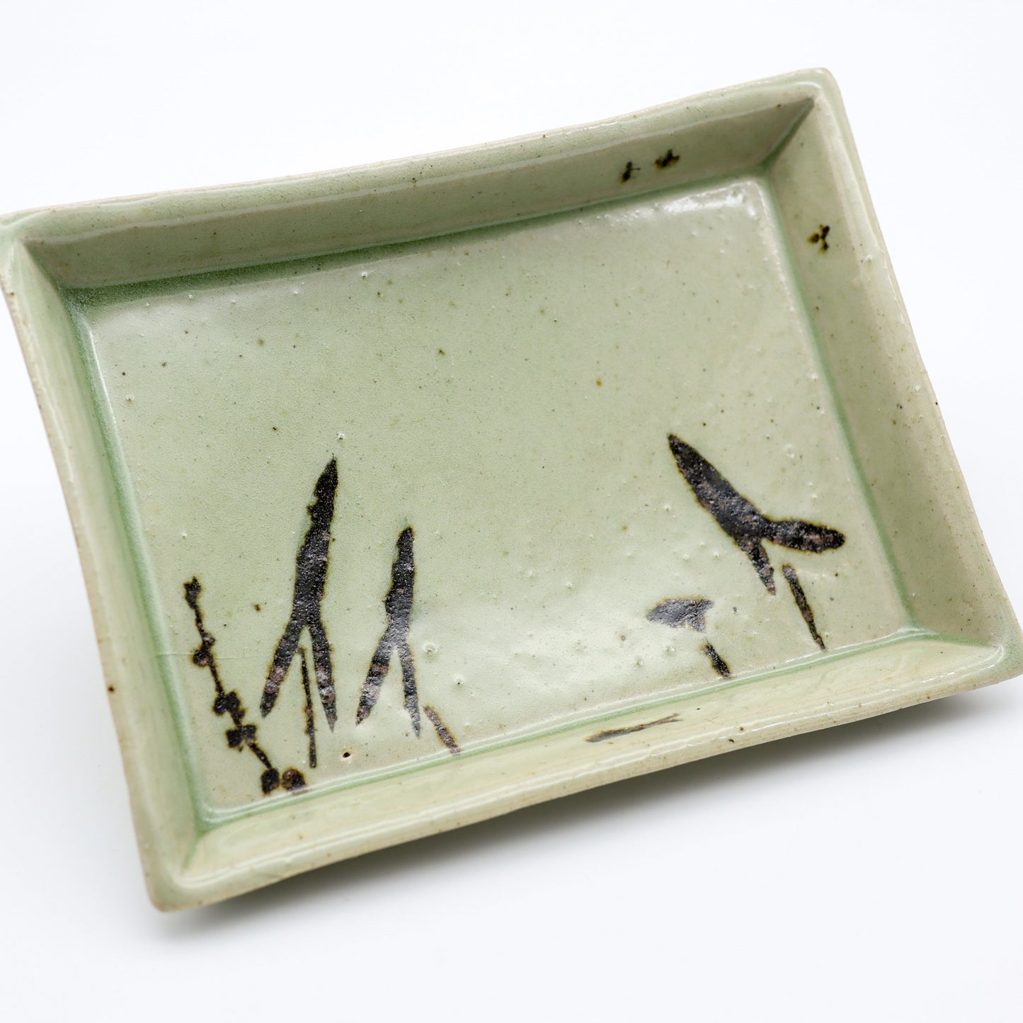 [Aiba Takamasa] Celadon rectangular plate