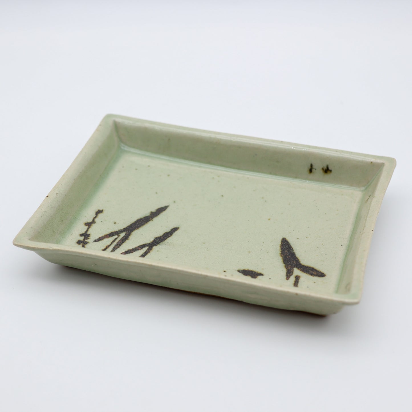 [Aiba Takamasa] Celadon rectangular plate