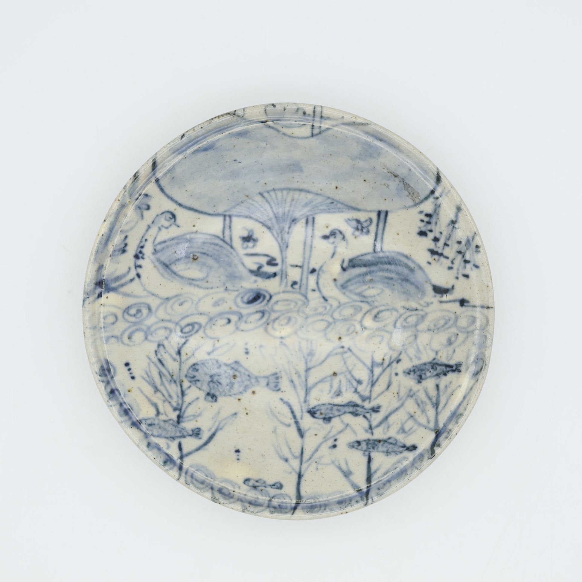 饗庭孝昌 呉須絵五寸皿 - 丸皿 | 益子焼 陶庫