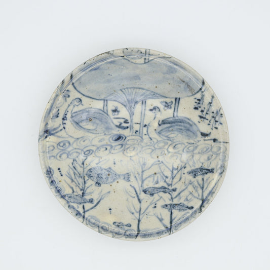 饗庭孝昌 呉須絵五寸皿 - 丸皿 | 益子焼 陶庫