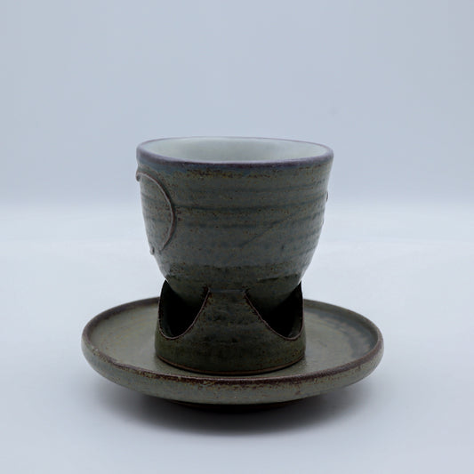[Komine Takashi] Earthenware Glazed Coffee Cup with Stand