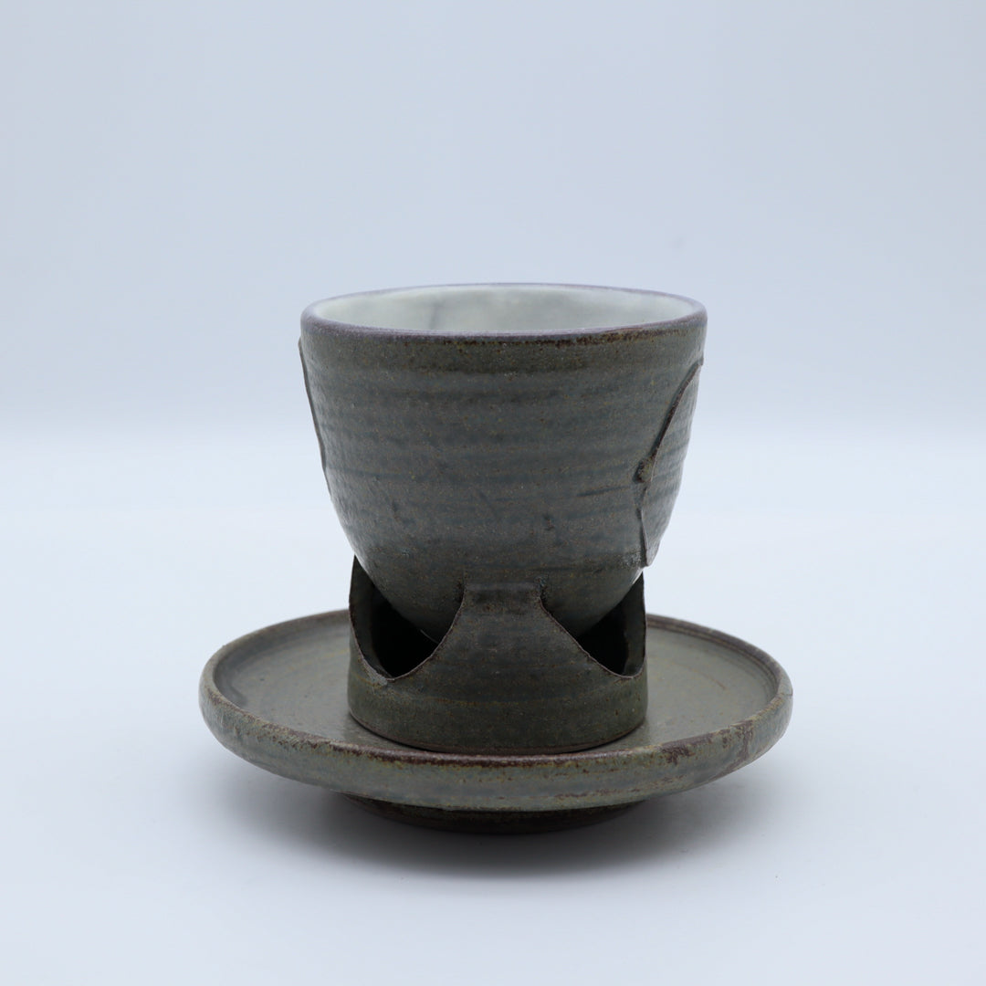 [Komine Takashi] Earthenware Glazed Coffee Cup with Stand