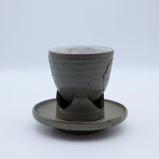 [Komine Takashi] Earthenware Glazed Coffee Cup with Stand