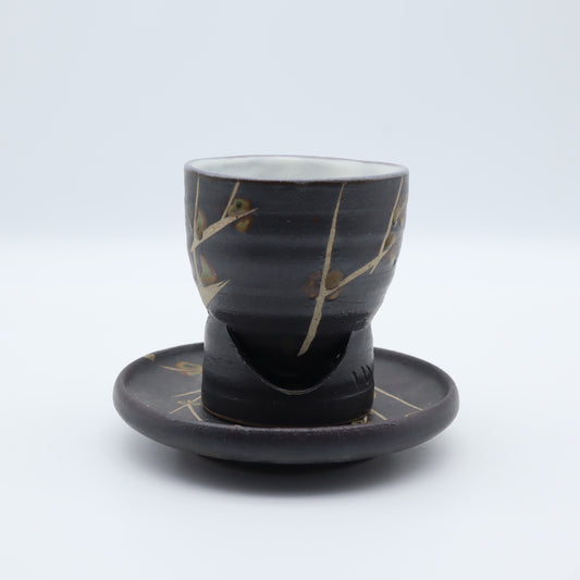 [Komine Takashi] Black glaze coffee cup with wax-free base